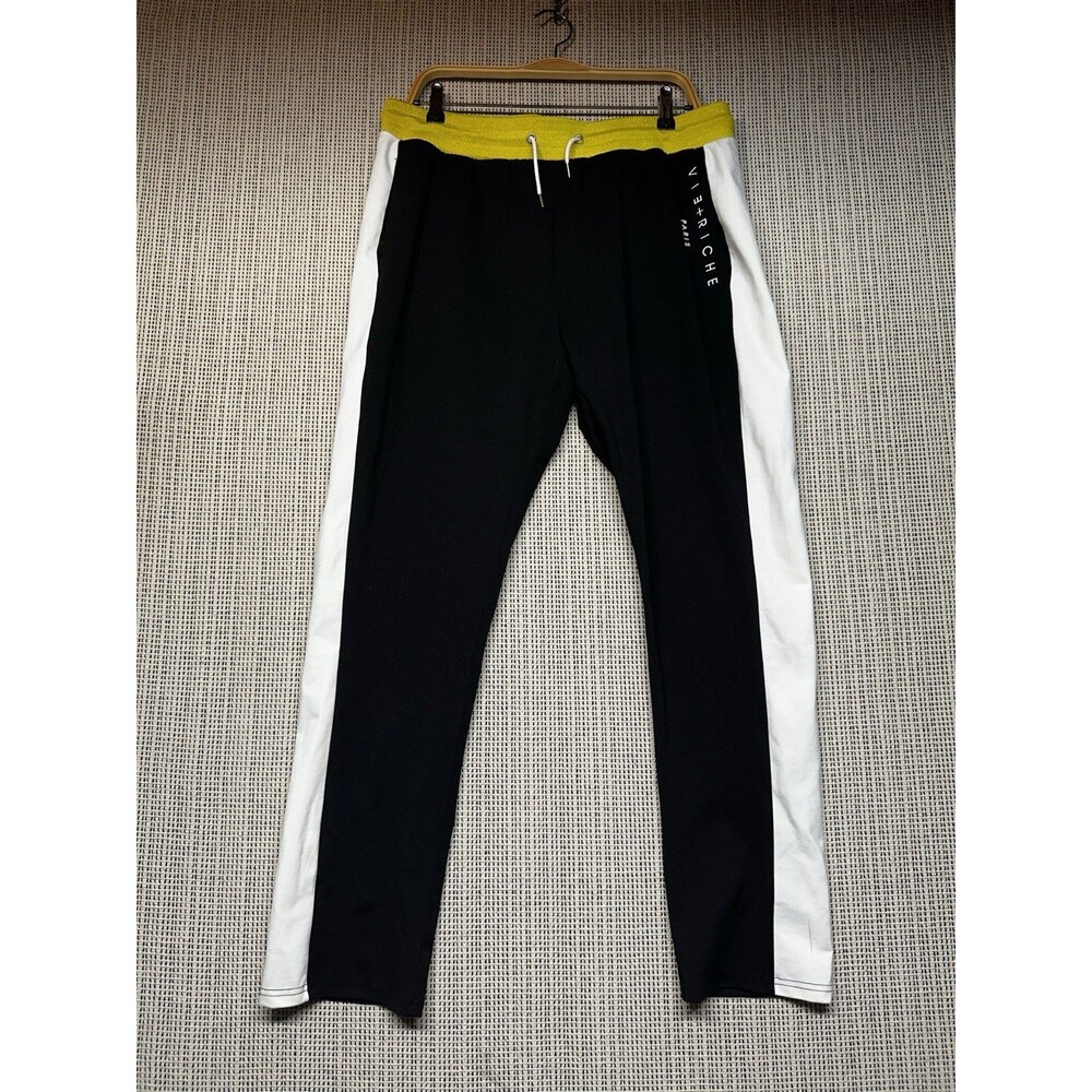 Vie+Riche Paris Track Pants XXL Black White Gold Colorblock Streetwear Jogger